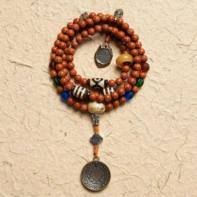 Buddha Stones Tibet Bodhi Seed 108 Mala Perlen Weisheit Frieden Armband Halskette