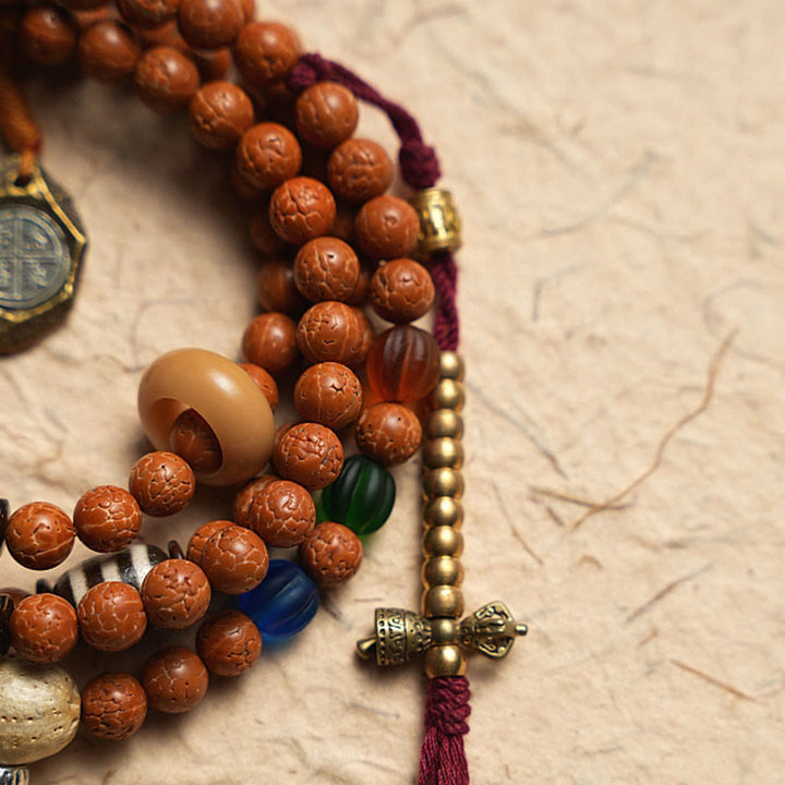 Buddha Stones Tibet Bodhi Seed 108 Mala Perlen Weisheit Frieden Armband Halskette