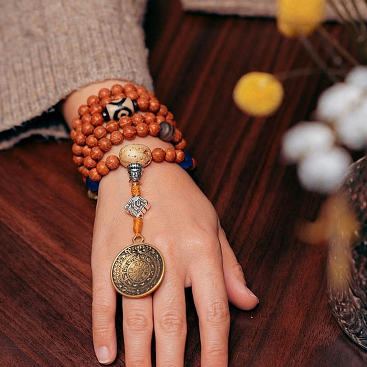 Buddha Stones Tibet Bodhi Seed 108 Mala Perlen Weisheit Frieden Armband Halskette