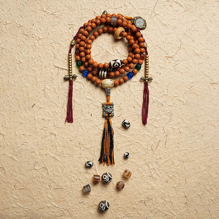 Buddha Stones Tibet Bodhi Seed 108 Mala Perlen Weisheit Frieden Armband Halskette