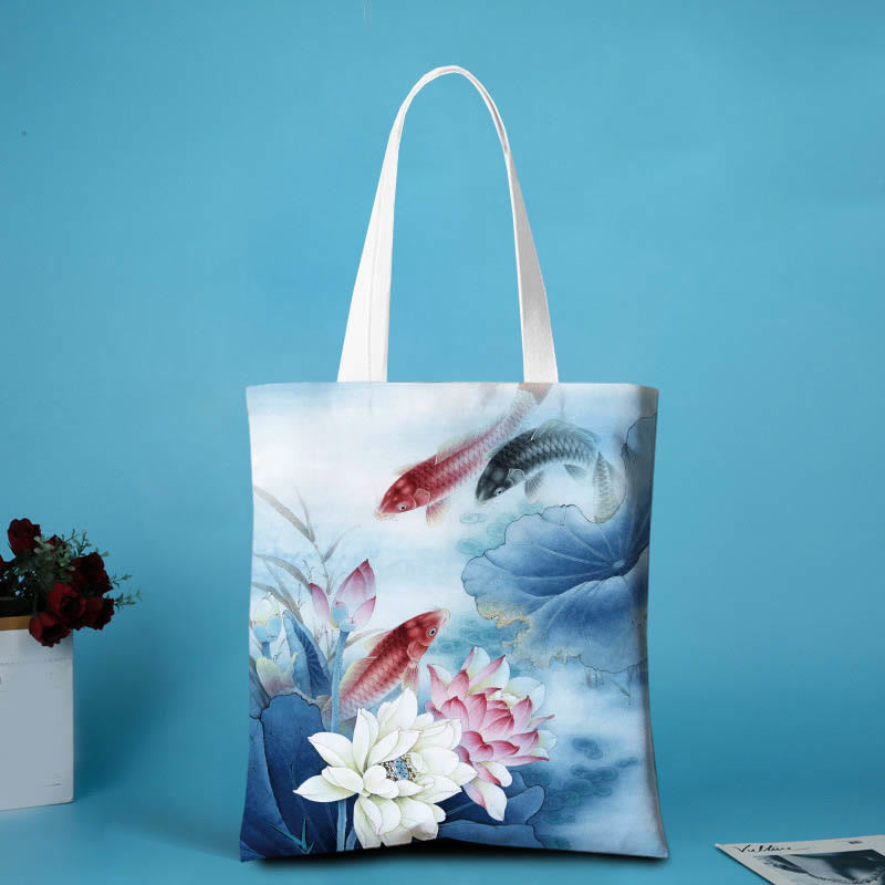 Schultertasche aus Segeltuch mit Buddha Stones und Lotus-Form