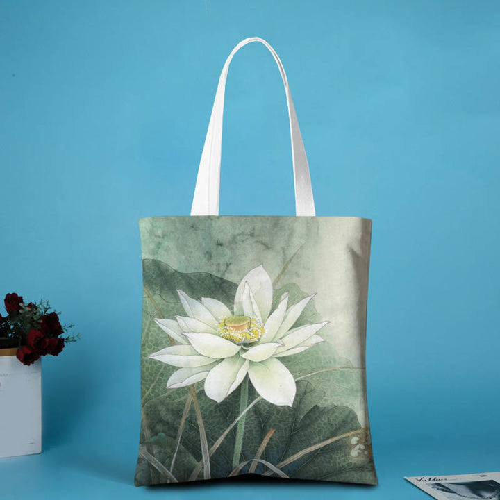 Schultertasche aus Segeltuch mit Buddha Stones und Lotus-Form