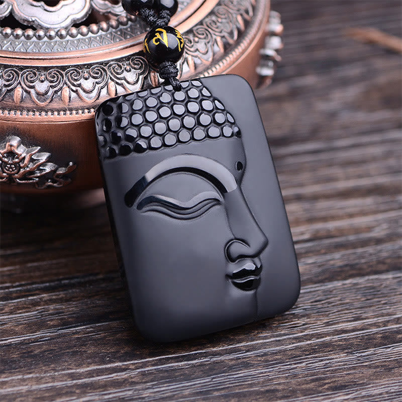 Buddha Stones, natürlicher schwarzer Obsidian, Buddha-Gebet, Reinigung, Glücks-Anhänger, Halskette - image 8