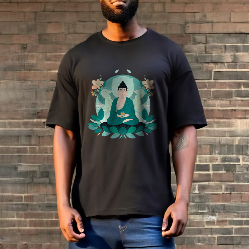 Buddha Stones Schließe Augen Green Leaf Buddha T-Shirt - image 8