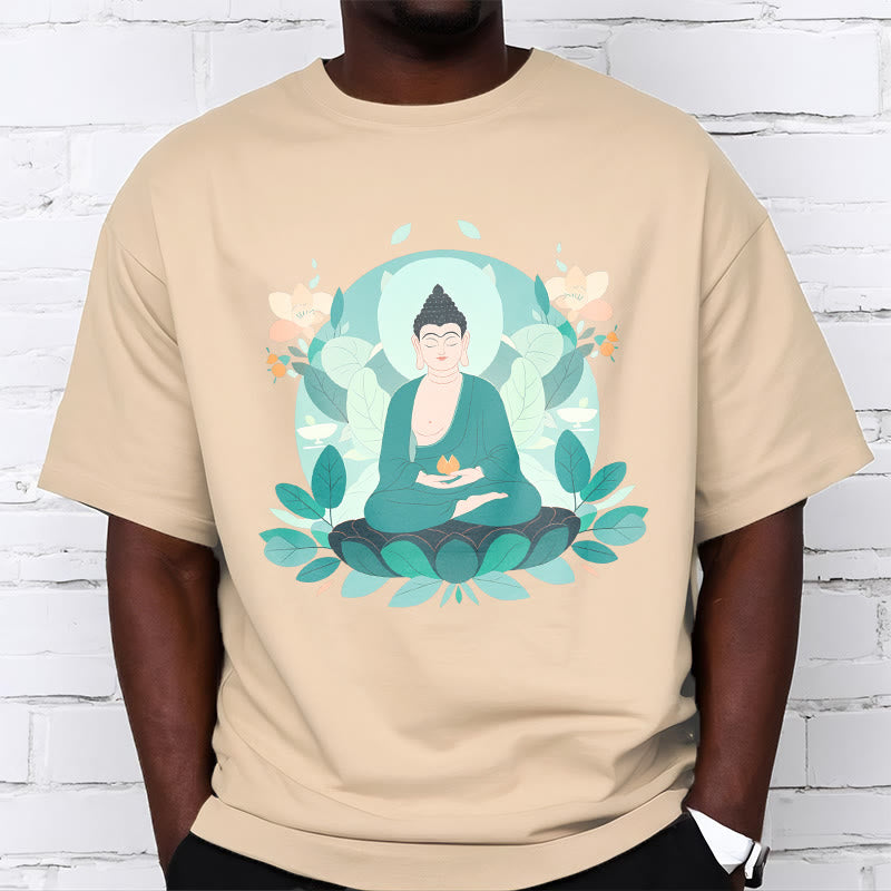 Buddha Stones Schließe Augen Green Leaf Buddha T-Shirt