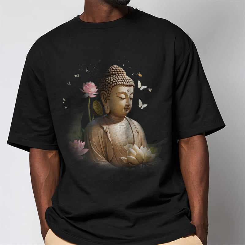 Buddha Stones Lotus Schmetterling Meditation Buddha T-Shirt - image 4
