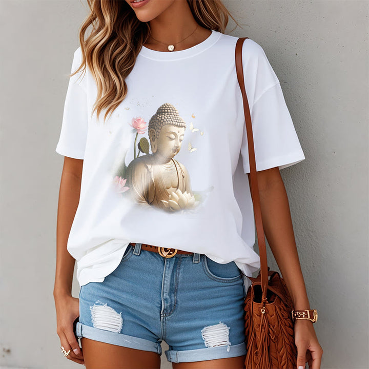 Buddha Stones Lotus Schmetterling Meditation Buddha T-Shirt - image 2