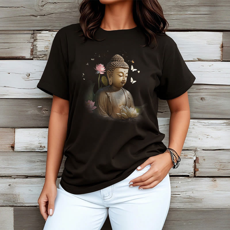 Buddha Stones Lotus Schmetterling Meditation Buddha T-Shirt - image 6