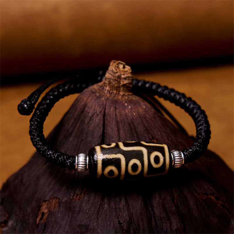 Buddha Stones Tibetisches neunsichtiges Dzi-Perlen-Armband Dreiaugiges Dzi-Perlen-Armband Reichtumsschutzseil-Armband