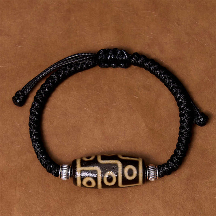 Buddha Stones Tibetisches neunsichtiges Dzi-Perlen-Armband Dreiaugiges Dzi-Perlen-Armband Reichtumsschutzseil-Armband