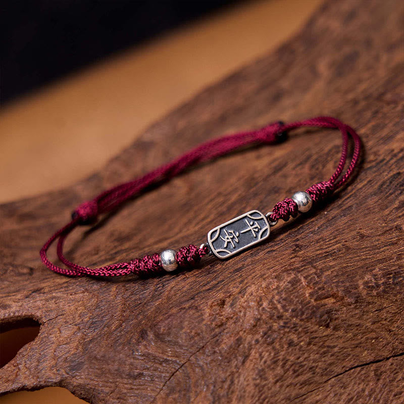Buddha Stones Handgemachtes Armband aus 925er Sterlingsilber Friedens- und Freuden-Schutzzubehör - image 1