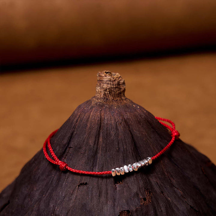 Buddha Stones , handgefertigt, 925er Sterlingsilber, kleine Stücke, Schutz, geflochtenes, ultradünnes Seilarmband