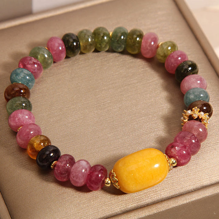 Buddha Stones Natürliches Turmalin-Topas-Positives Armband