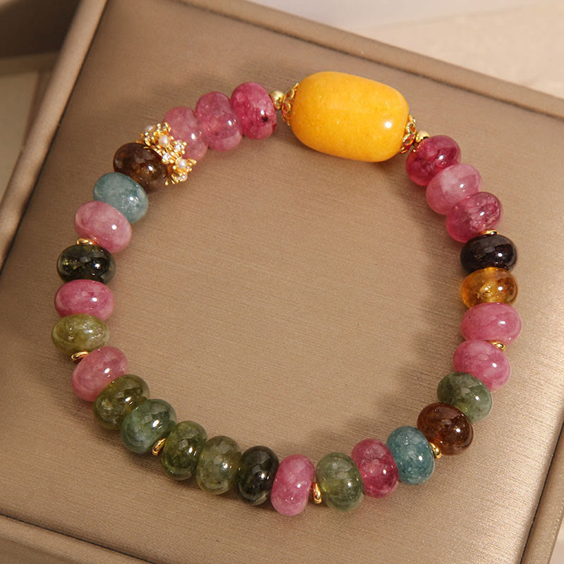 Buddha Stones Natürliches Turmalin-Topas-Positives Armband