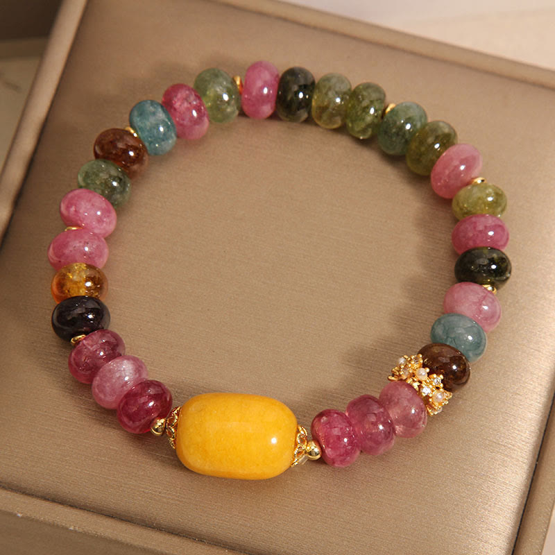 Buddha Stones Natürliches Turmalin-Topas-Positives Armband