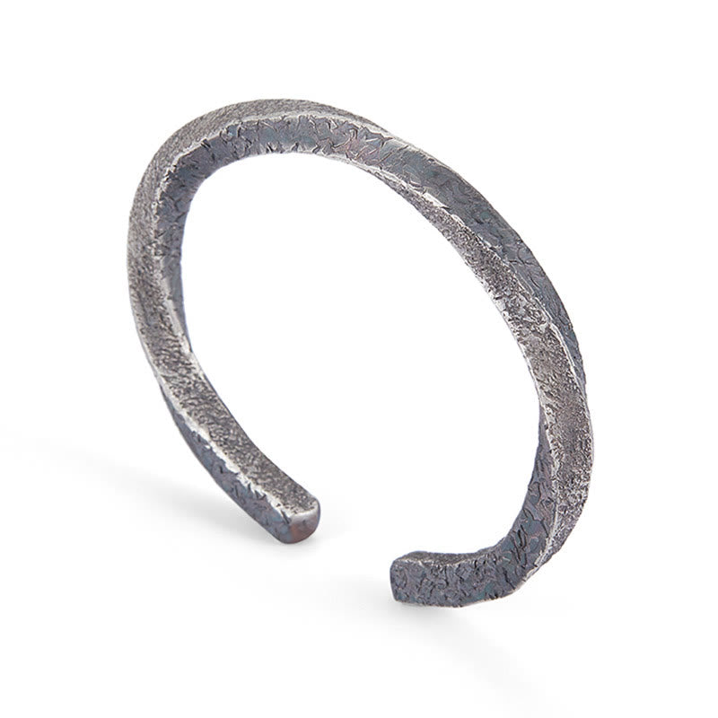 Buddha Stones Retro 999 Sterling Silber Möbius Loop Ewige Liebe Manschettenarmband Armreif - image 2