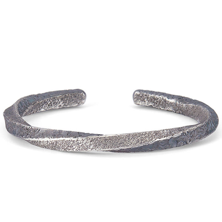 Buddha Stones Retro 999 Sterling Silber Möbius Loop Ewige Liebe Manschettenarmband Armreif