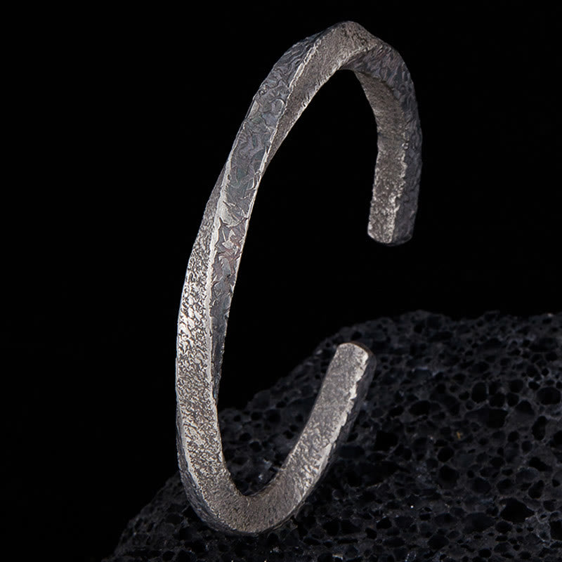 Buddha Stones Retro 999 Sterling Silber Möbius Loop Ewige Liebe Manschettenarmband Armreif - image 1