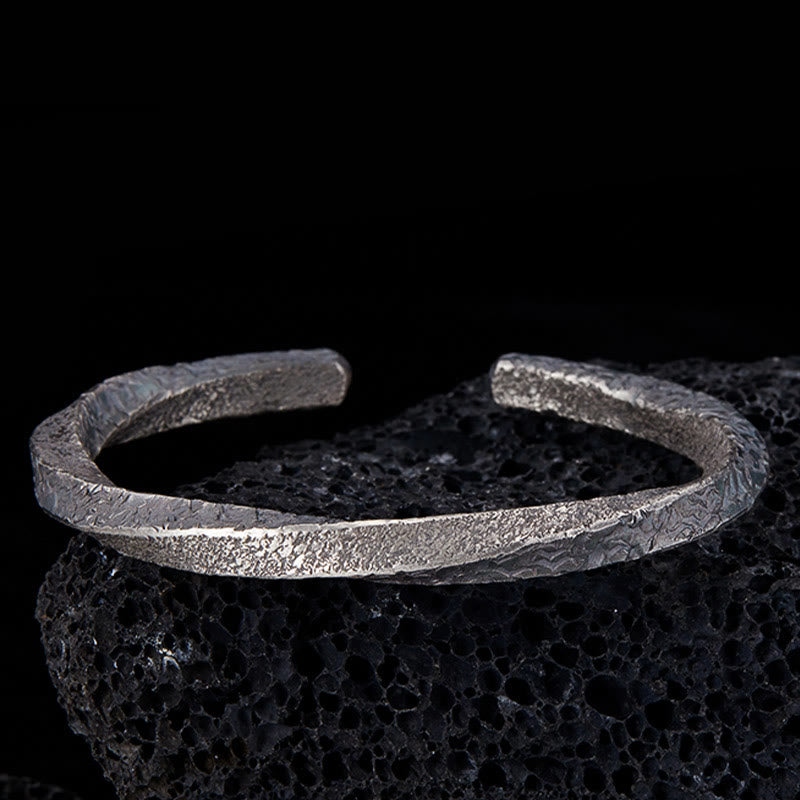 Buddha Stones Retro 999 Sterling Silber Möbius Loop Ewige Liebe Manschettenarmband Armreif - 999 Sterling Silber 21cm (Handgelenkumfang: 20cm) - image 0