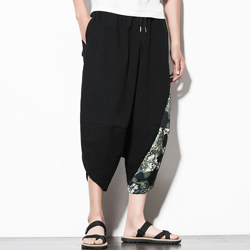 Buddha Stones Grüne Wellen Print Baumwolle Herren Kurze Haremshose mit Taschen - image 5