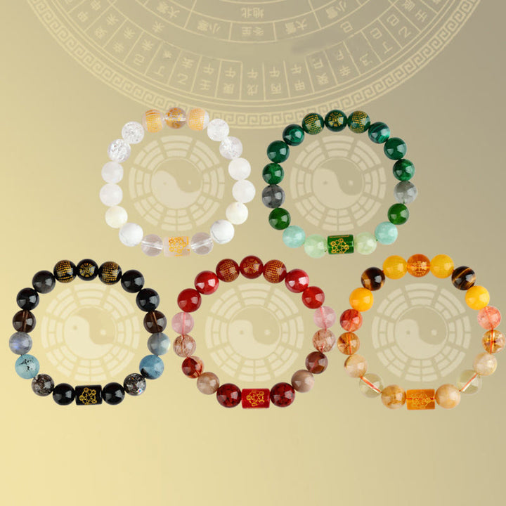 Buddha Stones Fünf Elemente Gott des Reichtums Verschiedene Kristall Achat Reichtum Glück Armband