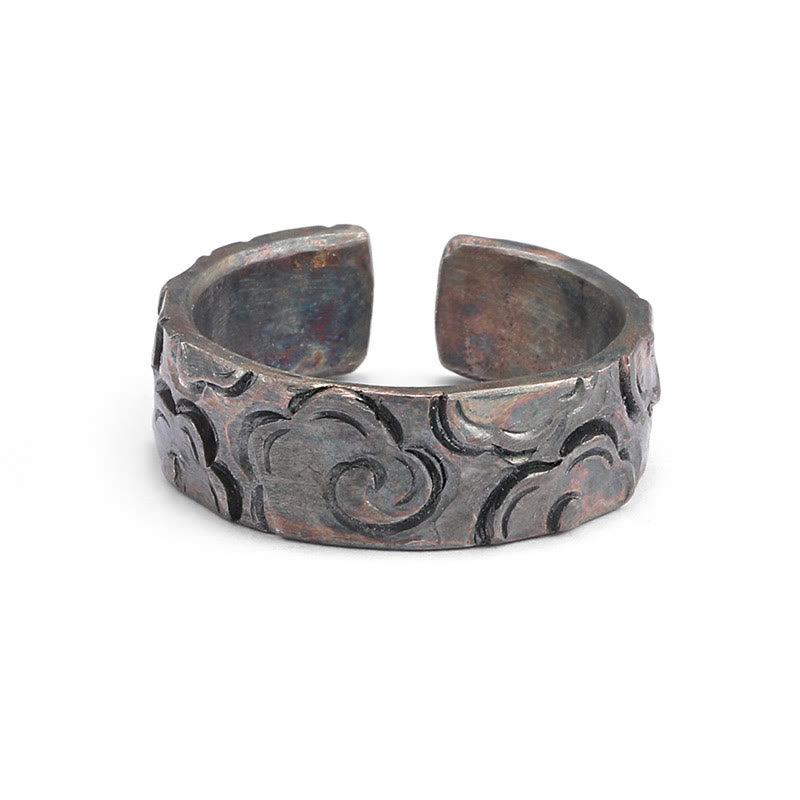 Buddha Stones 999 Sterling Silber Glücksbringende Wolken Verstellbarer Schutzring - image 3