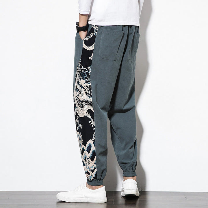 Buddha Stones Sommer Drachenwellen Baumwolle Herrenhose mit Taschen - image 3
