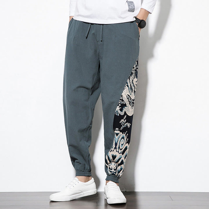 Buddha Stones Sommer Drachenwellen Baumwolle Herrenhose mit Taschen - image 1