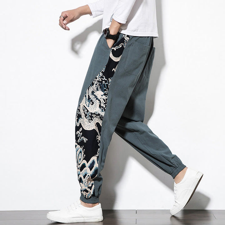Buddha Stones Sommer Drachenwellen Baumwolle Herrenhose mit Taschen - image 6