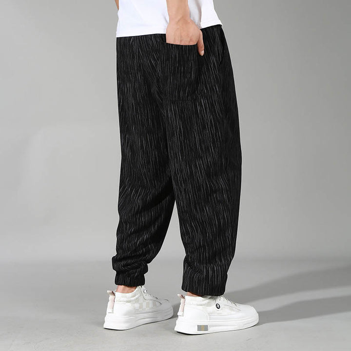 Buddha Stones PLUS SIZE Sommerhose mit einfarbigem Design und Kordelzug für Herren mit geradem Bein und Taschen - image 2