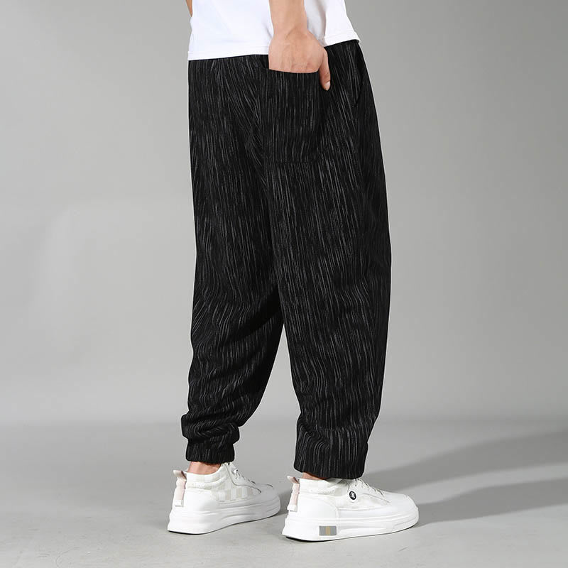 Buddha Stones PLUS SIZE Sommerhose mit einfarbigem Design und Kordelzug für Herren mit geradem Bein und Taschen - image 2