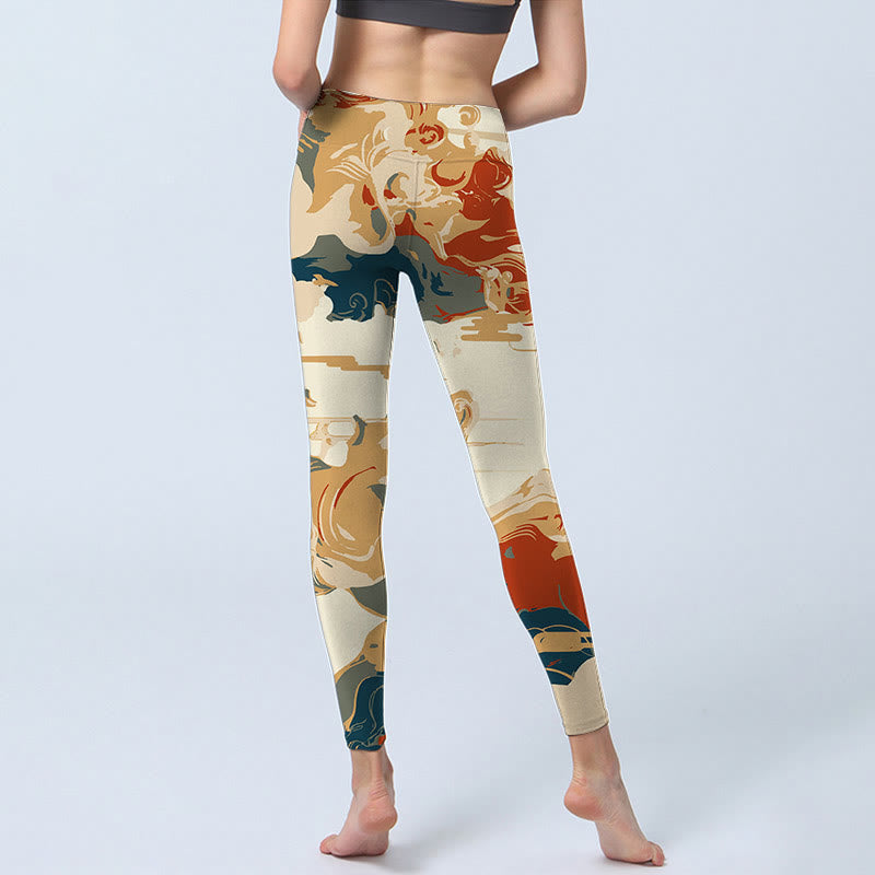 Buddha Stones Bunte Wolken Print Fitness Leggings Damen Yogahose