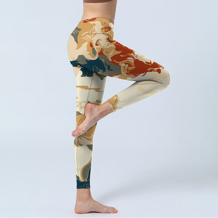 Buddha Stones Bunte Wolken Print Fitness Leggings Damen Yogahose