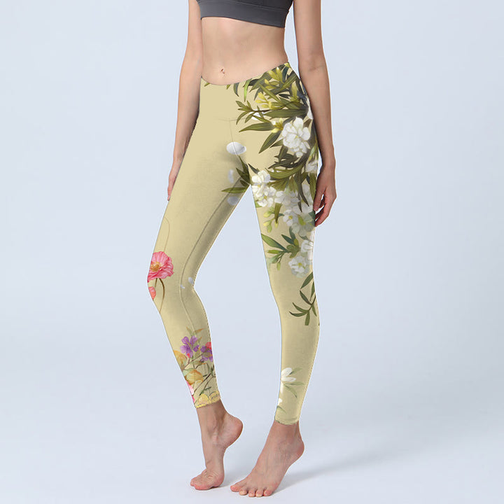 Buddha Stones Blumen Pflanzen Schmetterling Druck Fitness Leggings frauen Yoga Hosen