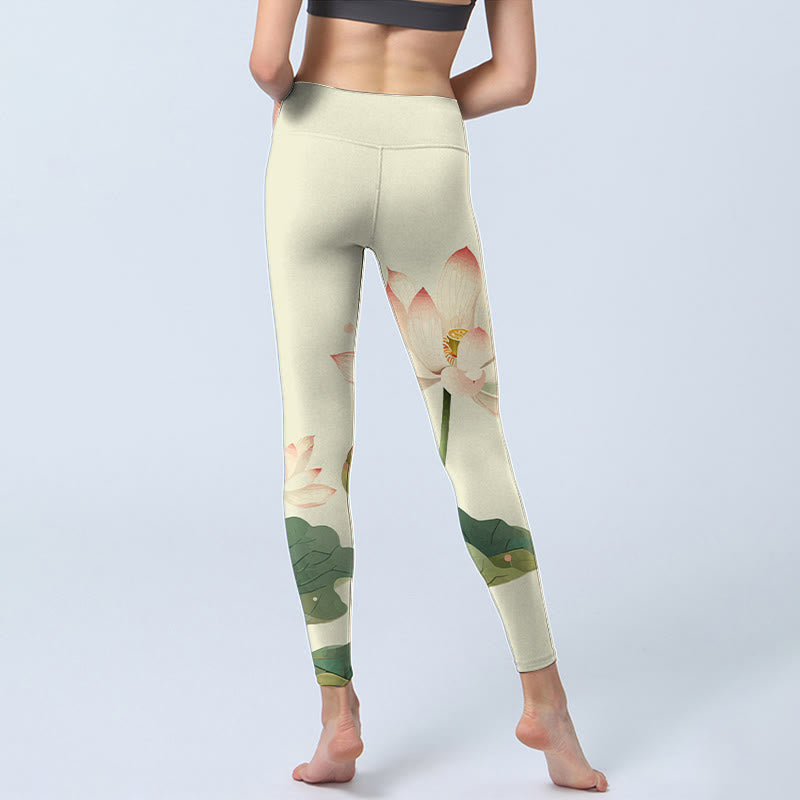 Buddha Stones, Lotusblüte, Blatt, Libelle-Druck, Fitness-Leggings für Damen, Yoga-Hose