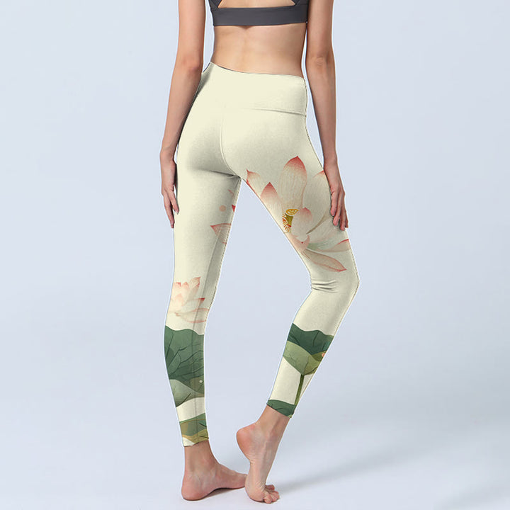 Buddha Stones, Lotusblüte, Blatt, Libelle-Druck, Fitness-Leggings für Damen, Yoga-Hose