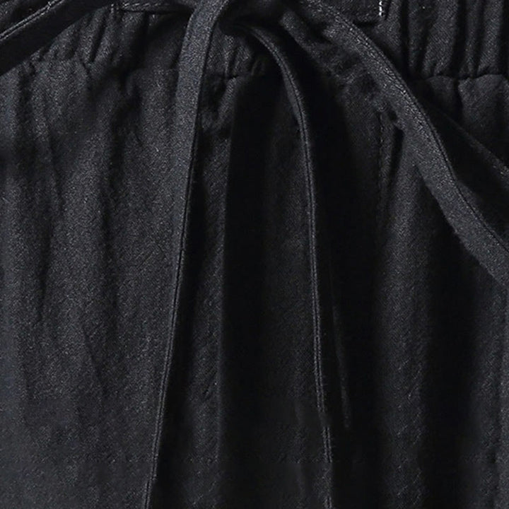 Buddha Stones Weißer Kranich Stickmuster Kordelzug Herren Haremshose mit Taschen - image 11