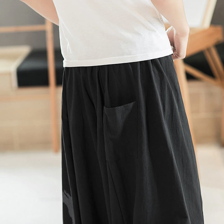 Buddha Stones Einfache Sommerkalligraphie-Haremshose aus Baumwolle für Herren mit Taschen - image 9