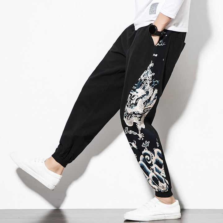 Buddha Stones Sommer Drachenwellen Baumwolle Herrenhose mit Taschen - image 17