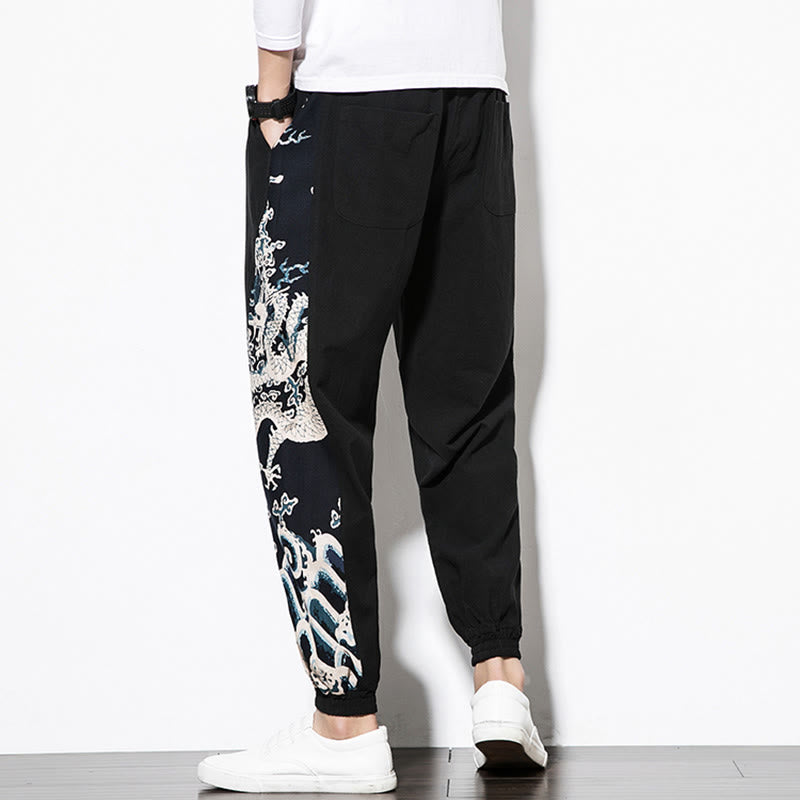 Buddha Stones Sommer Drachenwellen Baumwolle Herrenhose mit Taschen - image 11