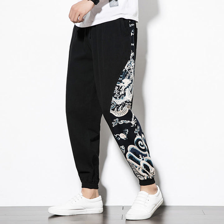 Buddha Stones Sommer Drachenwellen Baumwolle Herrenhose mit Taschen - image 14