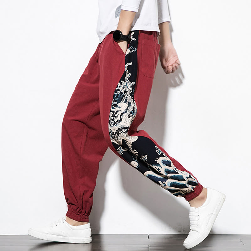 Buddha Stones Sommer Drachenwellen Baumwolle Herrenhose mit Taschen - image 26