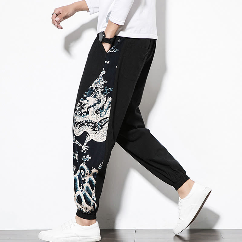 Buddha Stones Sommer Drachenwellen Baumwolle Herrenhose mit Taschen - image 15
