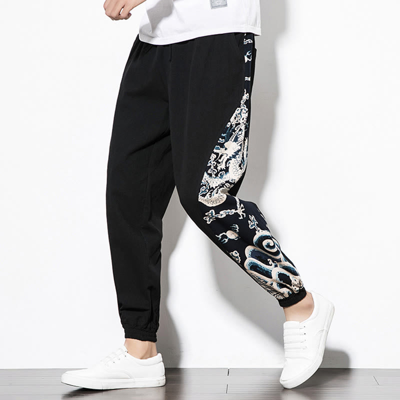 Buddha Stones Sommer Drachenwellen Baumwolle Herrenhose mit Taschen - image 15