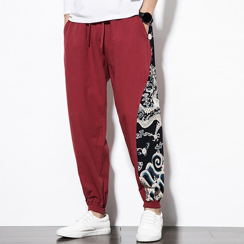 Buddha Stones Sommer Drachenwellen Baumwolle Herrenhose mit Taschen - image 20