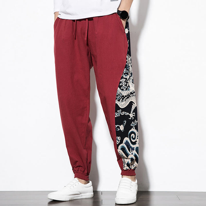 Buddha Stones Sommer Drachenwellen Baumwolle Herrenhose mit Taschen - image 20