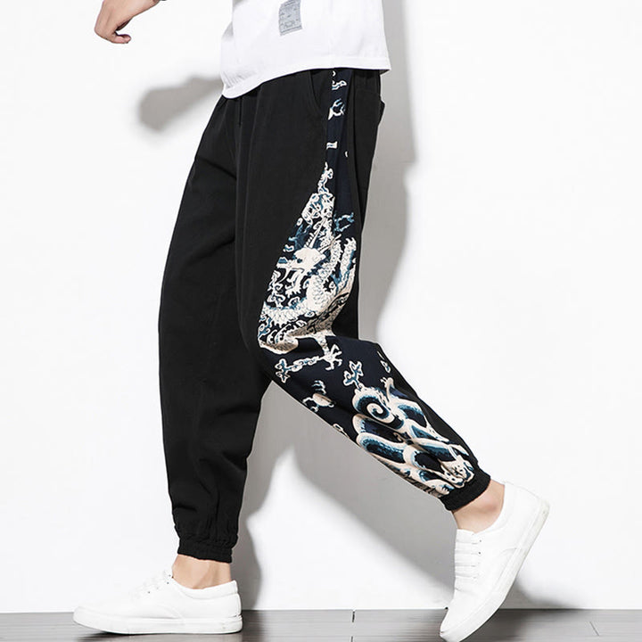 Buddha Stones Sommer Drachenwellen Baumwolle Herrenhose mit Taschen - image 13