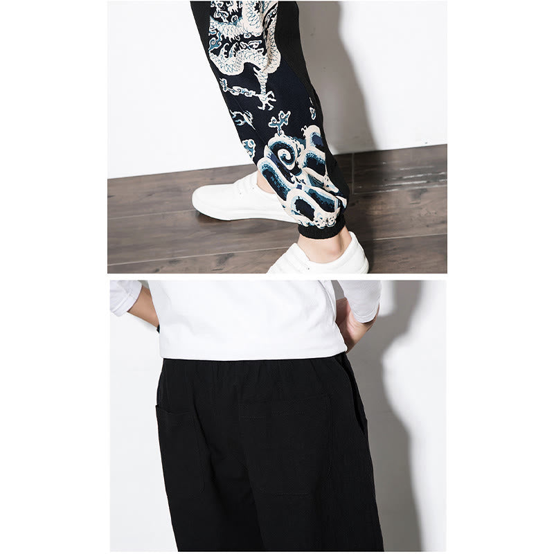 Buddha Stones Sommer Drachenwellen Baumwolle Herrenhose mit Taschen - image 18