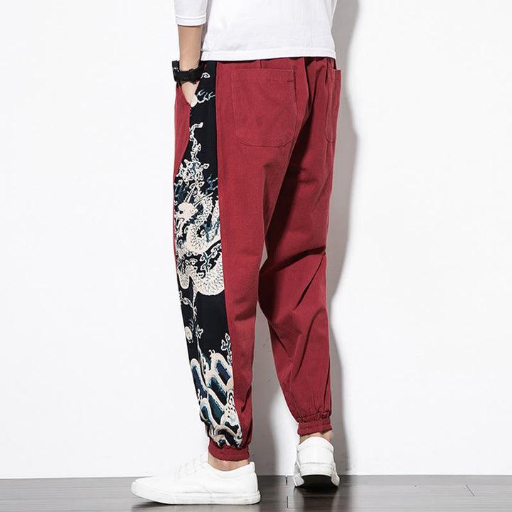 Buddha Stones Sommer Drachenwellen Baumwolle Herrenhose mit Taschen - image 22