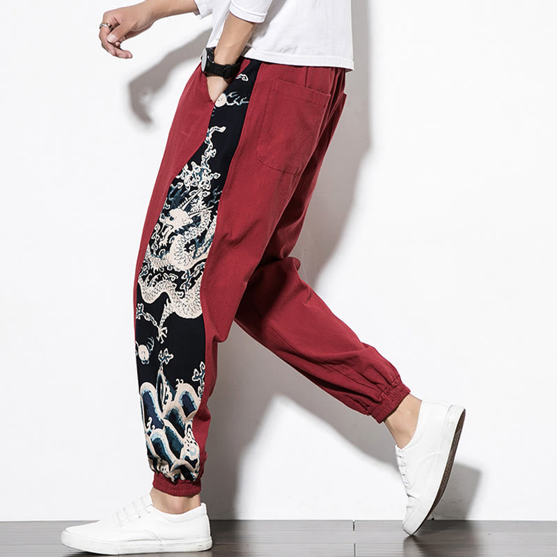 Buddha Stones Sommer Drachenwellen Baumwolle Herrenhose mit Taschen - image 24